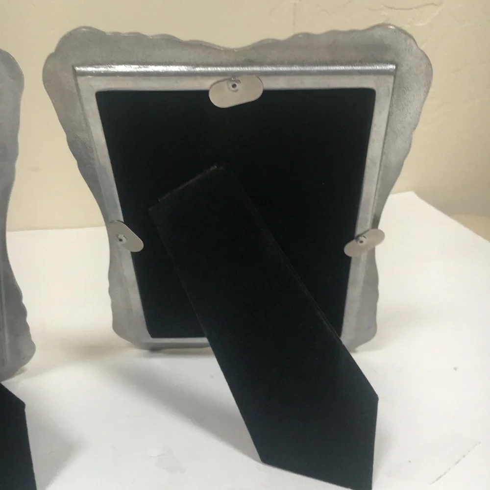 Vintage 1960’s Silver Green Paisley Picture Frames Set of 2 4x6